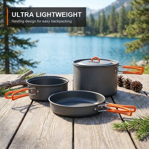 <span class=keywords><strong>Set</strong></span> di Pentole da Campeggio di Alta Qualità per 2-3 Persone, 3 Pezzi, Compatibile con Fornello a Gas Portatile per BBQ, Picnic, Escursionismo e Cucina all'Aperto - Product Image 4
