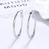 Anting-anting Hoop Perak Sterling S925 Elegan, Potongan Berlian, Ukuran Besar, Mewah, Grosir untuk Wanita