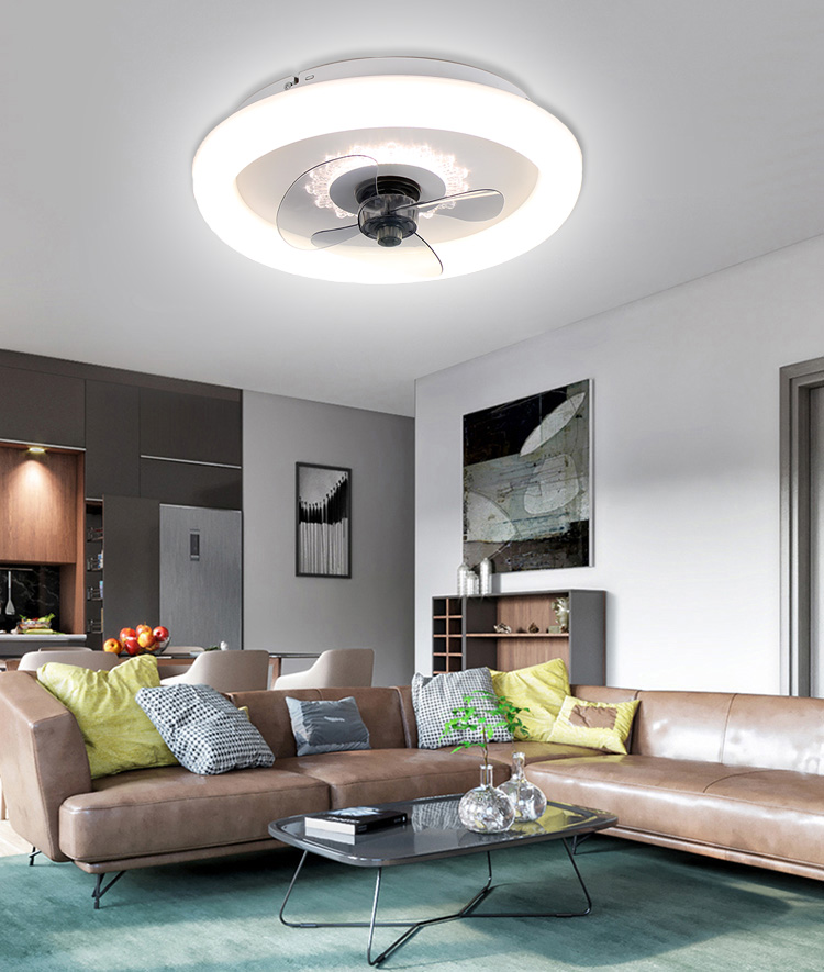 Современные круглые потолочные вентиляторы с дистанционным управлением, декоративный потолочный вентилятор с алюминиевой крышкой