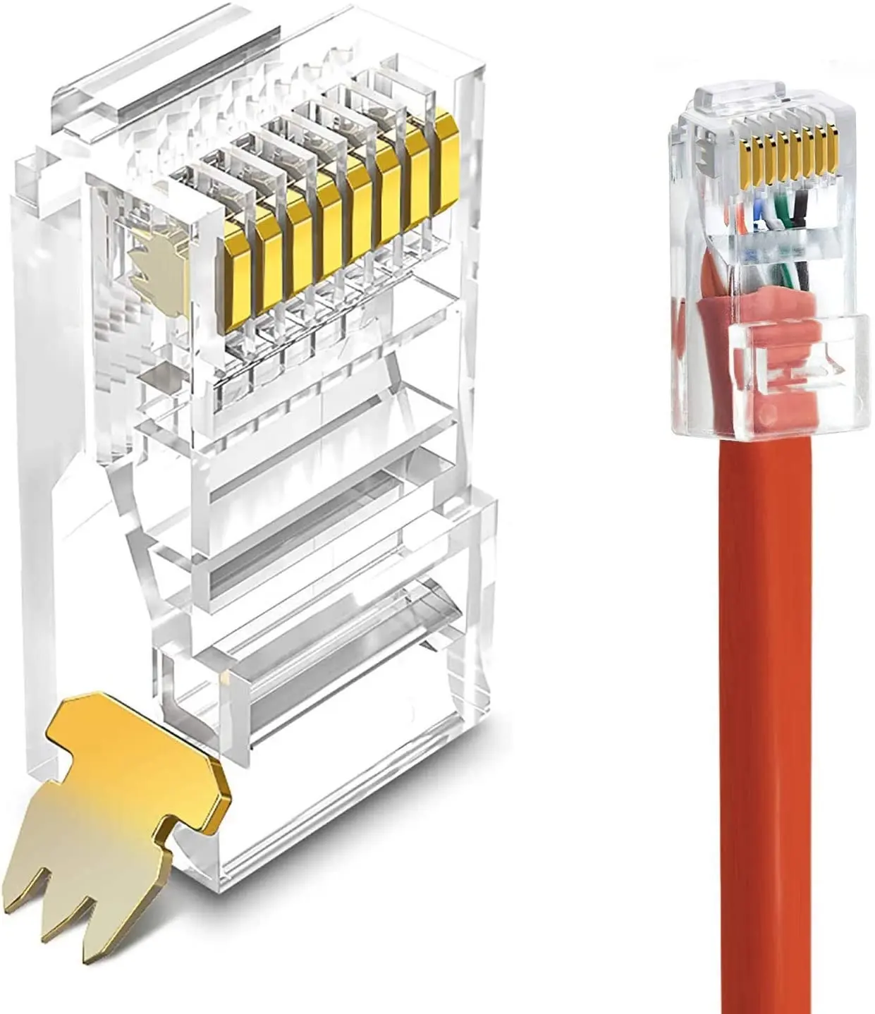 제조 직접 판매 RJ45 rj11 rj45 커넥터 CAT6 UTP 8P8C 구멍 골드 도금 네트워크 모듈 커넥터 플러그