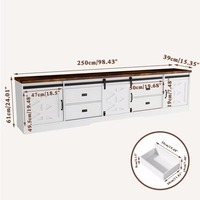 Meuble TV blanc de style farmhouse de 98 pouces avec design convertible 3-en-1 et portes coulissantes de type grange pour téléviseur de 100 pouces