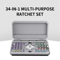 Ensemble de tournevis à cliquet innovant 34 pièces en 1, kit d'outils EDC en alliage d'aluminium avec embouts codés par couleur