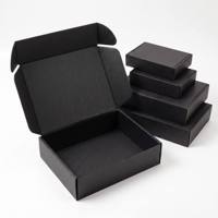 Boîte à courrier aérien rigide recyclable noire avec fermeture magnétique, en carton ondulé robuste, pour emballage cadeau de bijoux, personnalisable en petite série avec logo