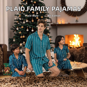 Men Plaid <b>Pajama</b> Set 100% Cotton Short Sleeve Sleepwear Two Piece Lounge Shorts Custom Logo <b>Christmas</b> - Product Image 2
