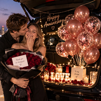 Ensemble de ballons pour centre de table de fête d'anniversaire, ballons en latex avec confettis et ballons en feuille d'aluminium en forme d'étoile et de cœur pour photos
