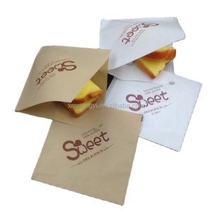 Custom Printed Double Open Pocket Oilproof GreaseProof Bread Waffle Burger Sandwich <strong>Donuts</strong> L-shape Triangle Shaped Paper <strong>Bag</strong> - Product Image 1