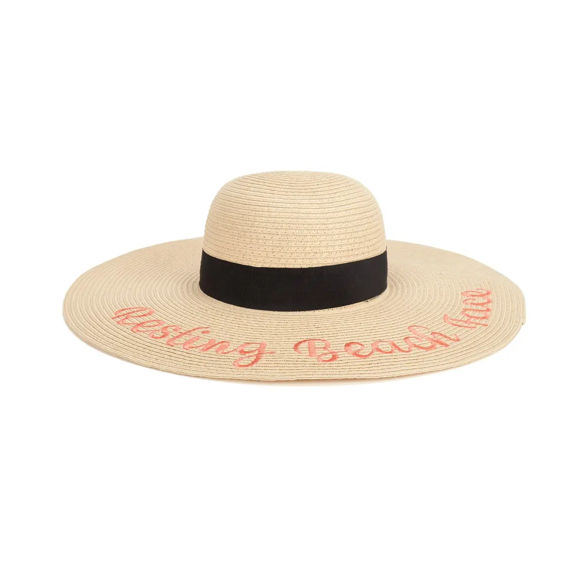 Outdoor Beach Sun Panama Custom Embroidered Straw Hat for Women