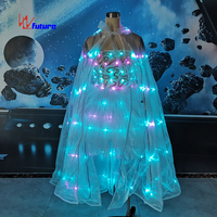 Future Performance Wear Chinese Sexy White One Piece LED Dancing Dress for Adults Women Ballroom & Carton Glow Costume Luminous