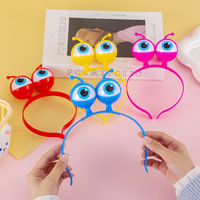Serre-tête LED Lumineux Clignotant Alien avec Grandes Antennes et Yeux, Accessoire pour Halloween, Anniversaire et Fêtes