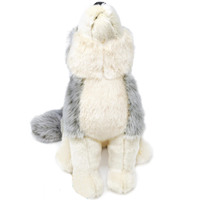 Peluche loup gris réaliste assis, personnalisable, fabrication OEM/ODM CE CPC, jouets en peluche doux