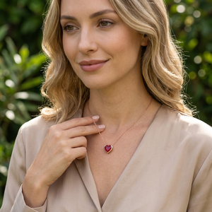 Lab-Grown <b>Ruby</b> Heart Pendant <b>Necklace</b> 925 Sterling Silver Romantic Fine Jewelry OEM ODM Wholesale Supplier - Product Image 5