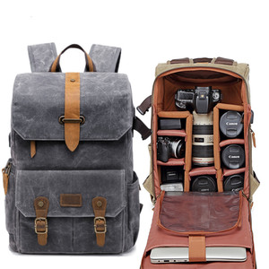 Túi Đựng Máy Ảnh Có Đệm Cổ Điển Chống Thấm Nước Kèm Đầu Cắm USB Ba Lô Máy Ảnh Vải Sáp Chống Sốc Có Thể Tháo Rời - Product Image 1