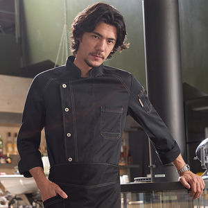 Vêtements <span class=keywords><strong>de</strong></span> travail en denim à manches longues pour hommes YUZI pour l'automne et l'hiver, pour restaurant, bar, boulangerie, pâtisserie - Product Image 2