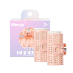Gloway Diy herramientas de peluquería Juego de 2 pinzas para el cabello esponjosas para el cabello perezoso flequillo rodillo rizador rodillos para el cabello de autoagarre con clavija - Product Image 3