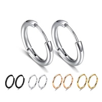 Pendientes de Aro Huggie Anodizados de Acero Inoxidable 316L de 2.5mm, Antideslustre, Sencillos para Uso Diario, para Cartílago