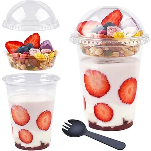 Hete Verkoop Kinderwagen Houder 2 In 1 Plastic Snack & Drinkbeker 12Oz Dessertbeker Fruit Yoghurt Beker