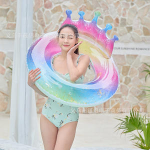 Flotador Inflable con Lentejuelas en Forma de Corona, Flotador de Sirena Engrosado para Adultos, para Uso en Piscinas y Parques Acuáticos, Diámetro de 70-120 cm - Product Image 4
