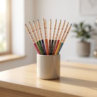 Crayons de couleur hexagonaux en bois de 7 pouces, lot de 12 couleurs, surface enduite de film, personnalisables, papeterie artistique, certifiés ISO EN71 ASTM
