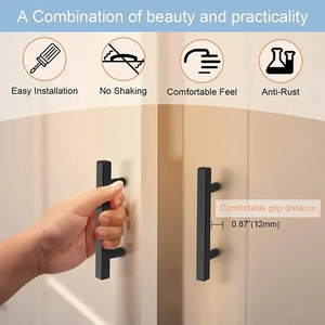 Poignées de tiroir modernes en acier inoxydable argenté noir or en forme de T réglables pour cuisine chambre salle de bain commode armoire - Product Image 3