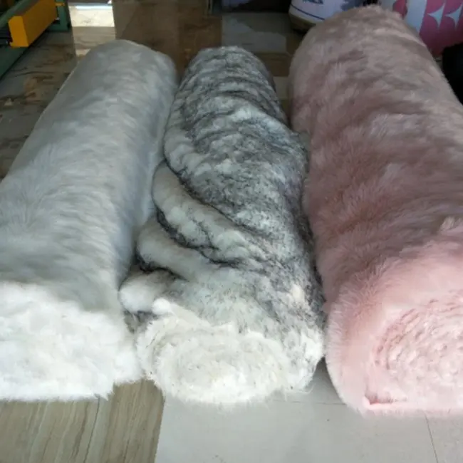 Lông Cừu Giả CuộN Lông Xù Sang Trọng Fluffy Fuzzy Faux Fur Vải Vá Cho DIY Fursuit Thảm Quần Áo