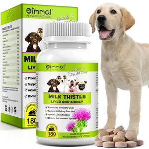 Oimmal Pet Health Supplements 180チュアブル北京ダックフレーバーミルクシスルタブレット犬用肝臓デトックスと腎臓サポート