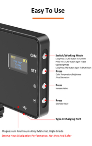 Lumière vidéo RVB, panneau de lumière de caméra LED portable, éclairage DSLR rechargeable pour le vlogging, la photographie, la vidéoconférence - Product Image 6