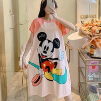 Chemise de nuit ample à manches courtes pour femme, imprimé dessin animé, pyjama d'été doux et respirant, tenue décontractée, vente en gros
