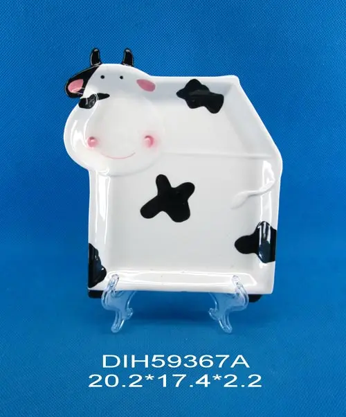 8 inch funny cow shaped ceramic cookie plate