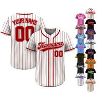 Camiseta de Béisbol Personalizada con Nombre y Número de Equipo, MOQ Bajo, Impresión 3D, Logotipo Personalizado, Camiseta de Béisbol Juvenil Cómoda y Personalizable