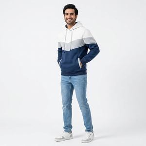 Sweat-shirts décontractés gris pour hommes en molleton polyester/coton, personnalisables avec poches, motif uni, teinture unie, séchage rapide pour l'hiver, vente en gros - Product Image 1
