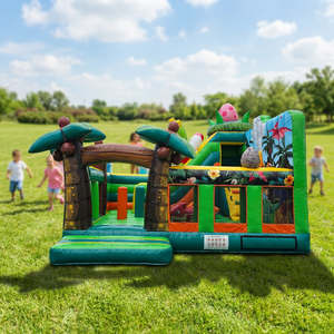 Casa de Brinco Inflable con Temática de Jungla, Cama Elástica para Exteriores, de Grado Comercial, Duradera, de PVC, <span class=keywords><strong>Castillo</strong></span> Inflable para <span class=keywords><strong>Alquiler</strong></span> Comercial - Product Image 1