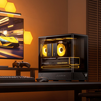 Boîtier PC Gaming D200 Mid-Tower Style Mini avec Ports USB Frontaux, Ventilateurs de Refroidissement, Matériaux Métalliques en Alliage d'Aluminium-SPCC, M-ATX, Stock Disponible