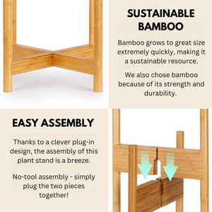 Support de fleurs en bambou, support de plantes sur pied, design minimaliste en bois massif pour salon, balcon, plantes en pot - Product Image 4