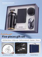 Clé USB 5 en 1, tasse à café, clavier pliable, haut-parleur, souris, cadeaux de voyage, cadeaux électroniques d'entreprise, coffret cadeau de luxe
