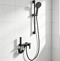 WEIHAO Système de douche mural noir avec barre coulissante, douchette à main et kit de pulvérisation bidet de nettoyage