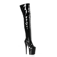 Bottes de strip-tease OEM 20 cm au-dessus du genou, en PU extensible, avec fermeture éclair latérale, chaussures de pole dance à talon aiguille et plateforme haute pour spectacle sur scène