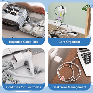 Cao su tái sử dụng Silicone quan hệ cáp mini Cáp dữ liệu quan hệ mới đa chức năng nút Silicone quan hệ dây đeo cho cáp - Product Image 6