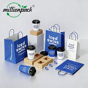 Boîtes à lunch jetables en papier kraft personnalisées pour salades et plats à emporter avec film pour la restauration rapide - Product Image 1