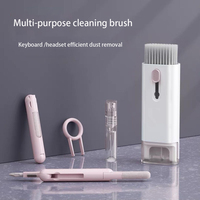 Kit de nettoyage de clavier 7 en 1 Ordinateur Poussière Téléphone portable Poussière Brosse douce de nettoyage Outil de nettoyage multifonctionnel