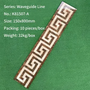 Mosaïque de carreaux pour salon et chambre, motif vague de cristal, ligne de fil 150x800, ligne de bobine plaquée or, plinthe de <span class=keywords><strong>parquet</strong></span> pour allée, bordure décorative - Product Image 6