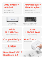 Firebat M1A Mini PC Baru Dalam Kemasan, Prosesor AMD Ryzen AI 9 365, Memori 32GB & Penyimpanan 1TB, Sempurna untuk Belajar, Mini PC RTS