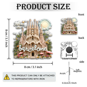 Imán de Arquitectura Española - <span class=keywords><strong>Sagrada</strong></span> <span class=keywords><strong>Familia</strong></span> y Monumentos de Barcelona, Exclusivo para Entusiastas de los Viajes, Acrílico - Product Image 3