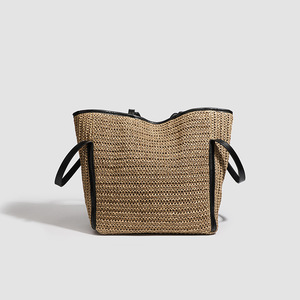 <span class=keywords><strong>Sac</strong></span> fourre-tout décontracté pour femme, <span class=keywords><strong>sac</strong></span> de plage grande capacité, sacs à bandoulière en papier tressé pour dames, idéal pour l'été - Product Image 3