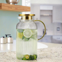 Vente en gros d'usine, bouilloire froide moderne et écologique en verre borosilicate à rayures verticales, résistante à la chaleur, pour la maison, pour les fruits