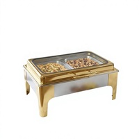 KUNTAI Luxe 9L Or Acier Inoxydable Chauffe-Plat Électrique Royal Moderne pour Traiteur, Maintien au Chaud 24 Heures