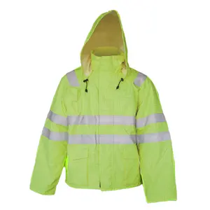 Veste de travail Oxford haute visibilité unisexe 300D avec capuche, vêtements de sécurité antistatiques ignifuges pour adultes