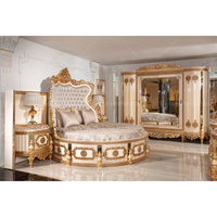 Lit rococo de style antique lit royal cadre en bois ensemble de meubles de chambre à coucher turquie taille queen de haute qualité