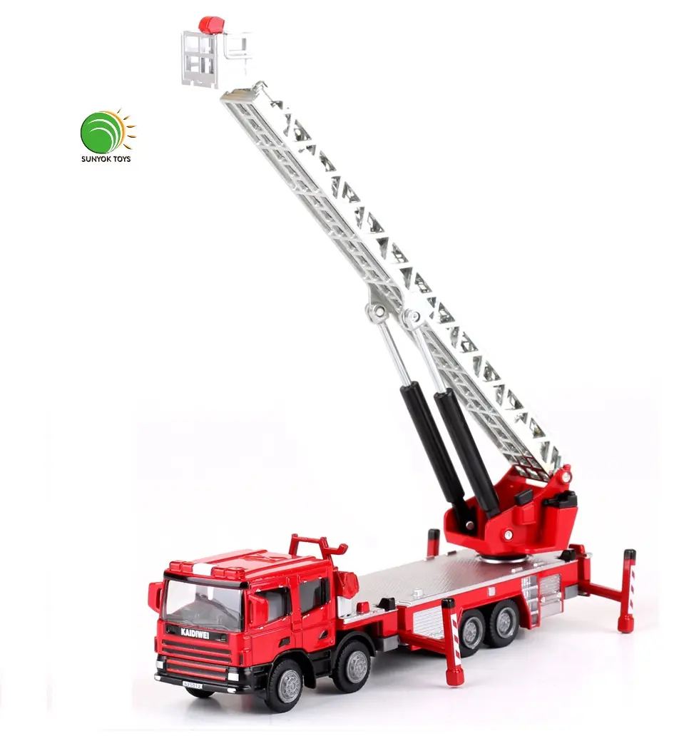 Diecast construction machinery 1:50 LADDER FIRE ENGINE Alloy Simulation model toys
