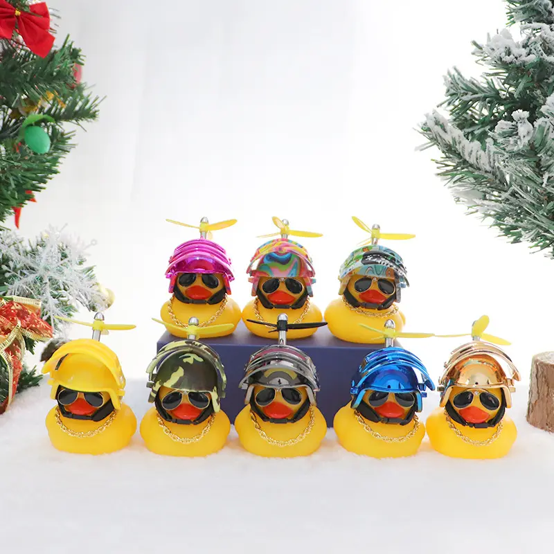 Custom light up Rubber duck New Design ducks for cars dashboard decoration Promotional Wholesale Funny Wind Breaking duck