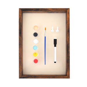 シャドウボックスカラフルペイントブラシブラウンカラーファミリーDIYプリントディスプレイピクチャーペインティングソリッドパインウッドベビーフレーム - Product Image 2